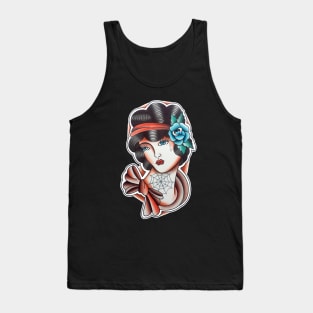 Lady Face with Tattoos Tattoo Design Tank Top